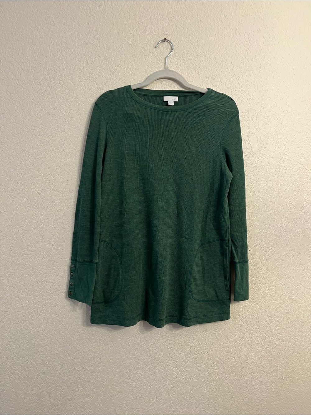 J. Jill cottagecore elevated basic Dark Green Ribbed Knit Top